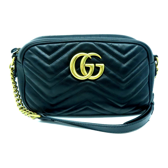 💎✨BEAUTIFUL✨💎 Gucci GG Marmont Chain Crossbody Leather Black Shoulder Bag - Picture 2 of 14